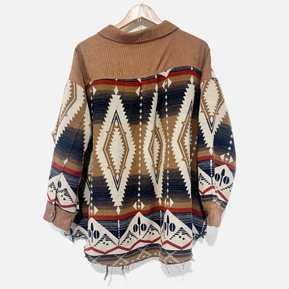 143 Story By Line Up Aztec Tribal Shacket Corduroy Western Button Down Size 2X - Picture 2 of 11
